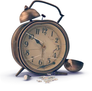 Vintage Alarm Clock Broken PNG image