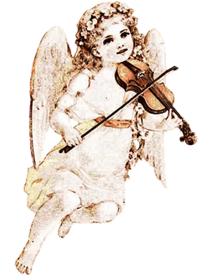 Vintage Angel Playing Violin PNG