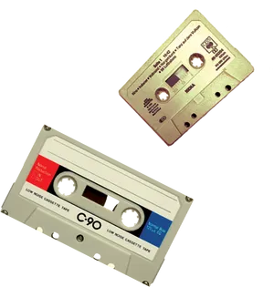 Vintage Audio Cassettes Floating PNG