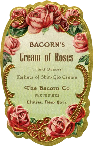 Vintage Bacorns Creamof Roses Label PNG image