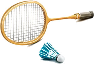 Vintage Badminton Racketand Shuttlecock PNG image