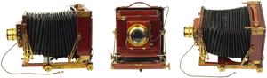 Vintage Bellows Camera Three Views PNG