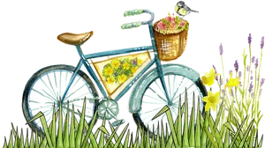 Vintage Bicyclewith Flowersand Bird