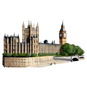 Vintage Big Ben Drawing PNG 06112024