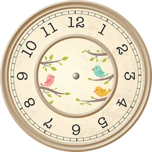 Vintage Bird Illustrated Wall Clock PNG image