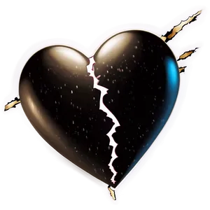 Vintage Black Broken Heart PNG 06252024