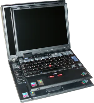 Vintage Black Laptop Open