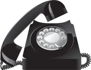 Vintage Black Rotary Phone PNG
