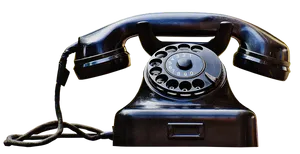 Vintage Black Rotary Phone PNG image