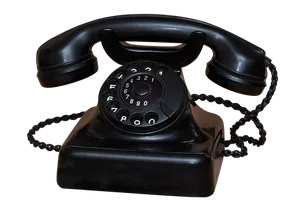 Vintage Black Rotary Telephone PNG image