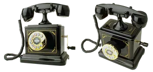 Vintage Black Rotary Telephones PNG image