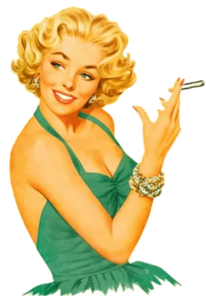 Vintage Blonde Pinup Girl Smoking
