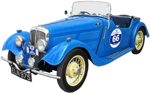 Vintage Blue Convertible Racing Car PNG image