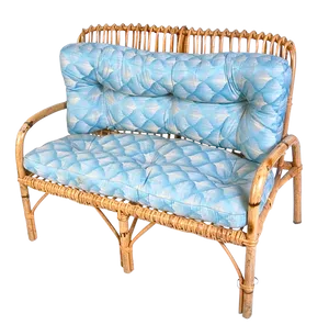 Vintage Blue Cushioned Bamboo Loveseat PNG image