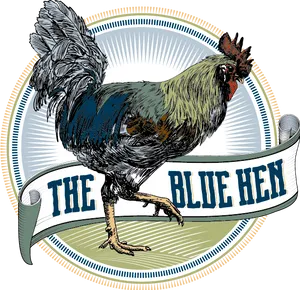 Vintage Blue Hen Illustration PNG image