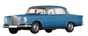 Vintage Blue Mercedes Benz Side View PNG image