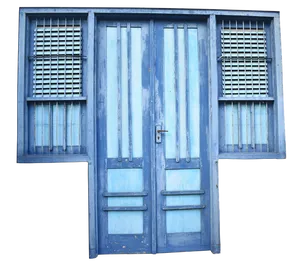Vintage Blue Wooden Doorwith Shutters PNG image