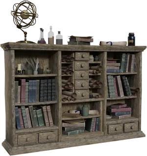 Vintage Bookshelfwith Antique Items