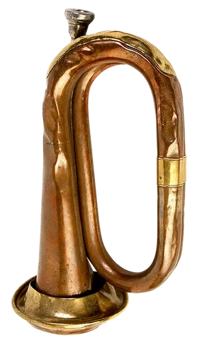 Vintage Brass Bugle Musical Instrument PNG image