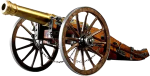 Vintage Brass Cannonon Wheels PNG image