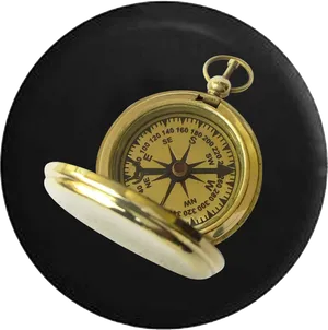 Vintage Brass Compass Black Background PNG image