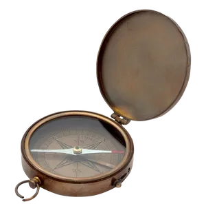 Vintage Brass Compasswith Lid PNG image