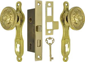 Vintage Brass Door Knob Set PNG image