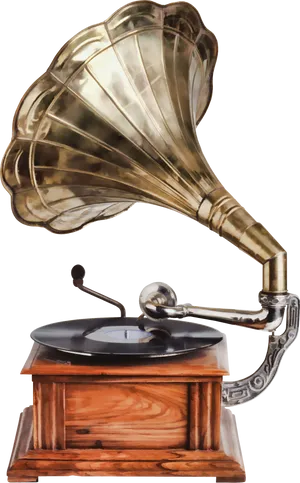 Vintage Brass Phonograph PNG image