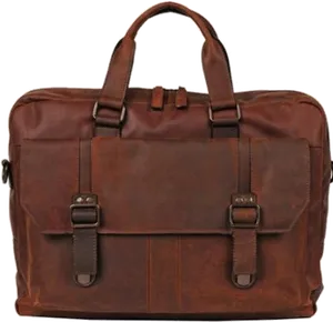 Vintage Brown Leather Briefcase PNG image