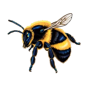 Vintage Bumblebee Drawing PNG 05252024