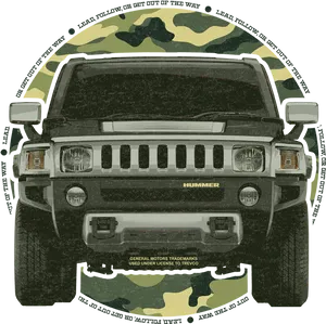 Vintage Camouflage Hummer Illustration PNG