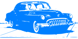 Vintage Car Blue Silhouette