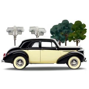 Vintage Car In Cityscape PNG 39