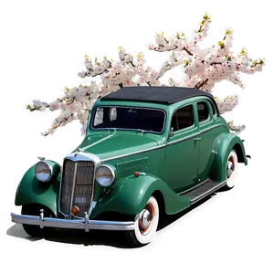 Vintage Car In Spring Blossoms PNG 06252024