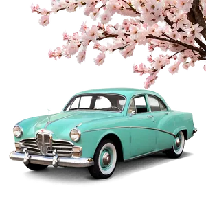 Vintage Car In Spring Blossoms Png Jpk PNG image