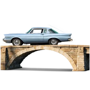 Vintage Car On Historic Bridge PNG Oyu