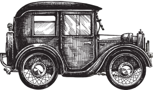 Vintage Car Vector Outline PNG