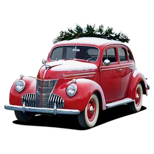 Vintage Car Winter Scene PNG 06252024 PNG