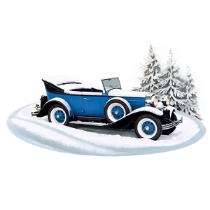 Vintage Car Winter Scene Png Otc PNG image