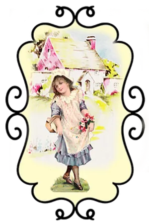 Vintage Child Cottage Illustration