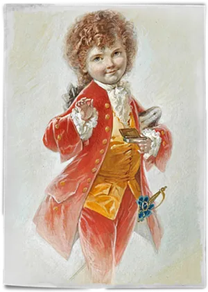 Vintage Child In Red Coat Illustration