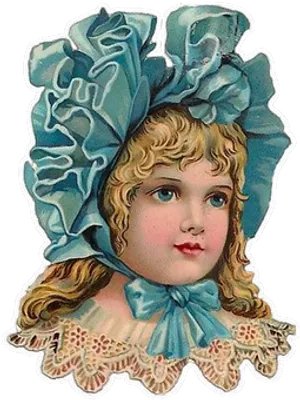 Vintage Child Portraitin Blue Bonnet