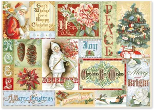 Vintage Christmas Collage PNG image