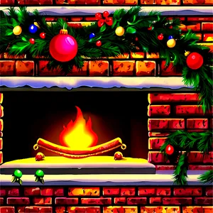 Vintage Christmas Fireplace Scene PNG 06262024