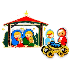 Vintage Christmas Nativity Scene Png Pxw PNG image