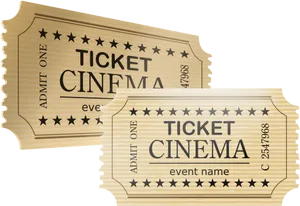 Vintage Cinema Tickets Vector PNG image