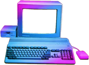 Vintage Computer Neon Glow PNG image