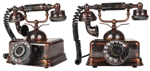 Vintage Copper Rotary Telephone PNG image