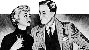 Vintage Couple Cocktail Party PNG image