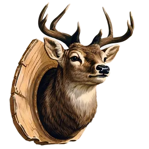 Vintage Deer Head Engraving PNG 76